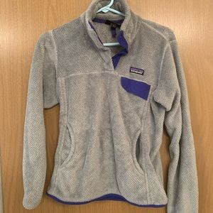 Patagonia women’s are-Took Snap Pullover, gray/blue. Size S